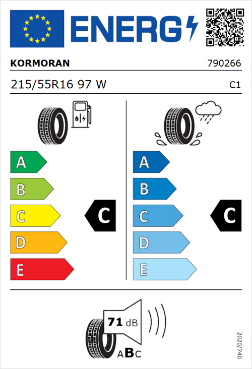 Tyre Label for Kormoran Road Performance 215/55R16 97W