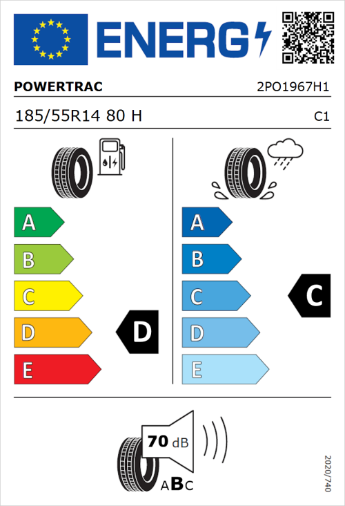 Tyre Label for Powertrac Adamas H/P 185/55R14 80H