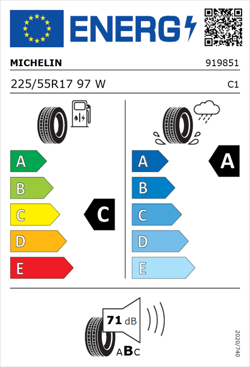 Tyre Label for Michelin Primacy 3 225/55R17 97W