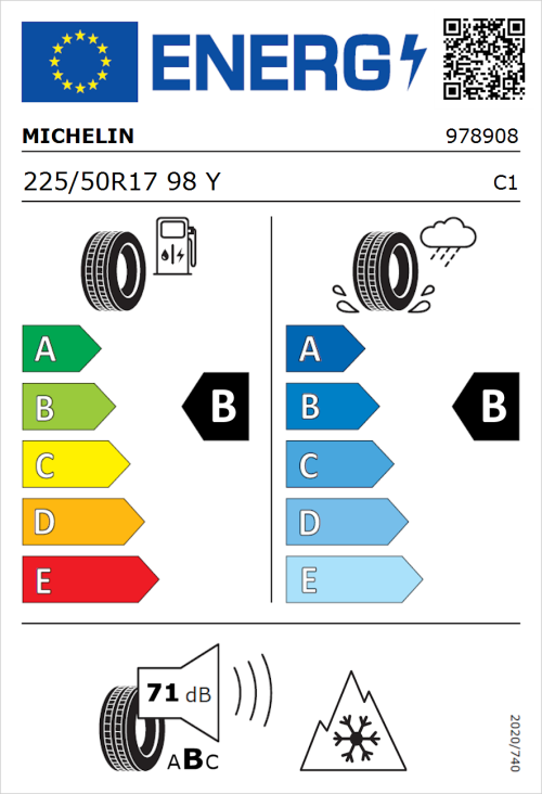 Tyre Label for Michelin CrossClimate 2 225/50R17 98Y