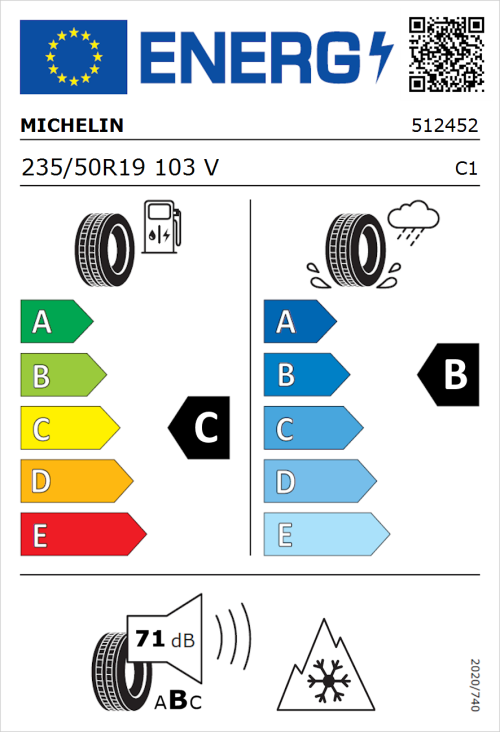 Tyre Label for Michelin CrossClimate 2 235/50R19 103V