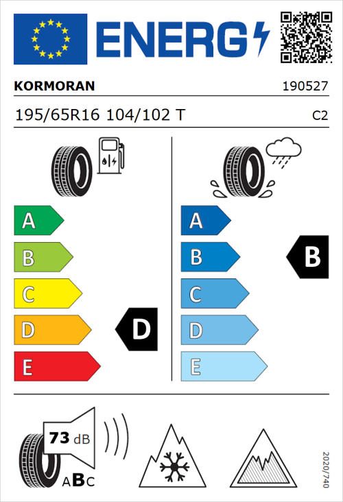 Tyre Label for Kormoran All Season Van 195/65R16 104/102T